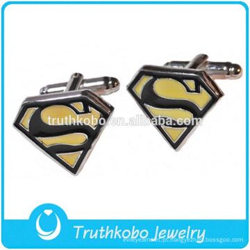 Venda quente de Prata Cufflink Super Man &quot;S&quot; Camisa De Vestido De Aço Inoxidável 1 Par Abotoaduras Superman